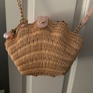 Betsy Johnson What The Shell Straw Wicker Purse